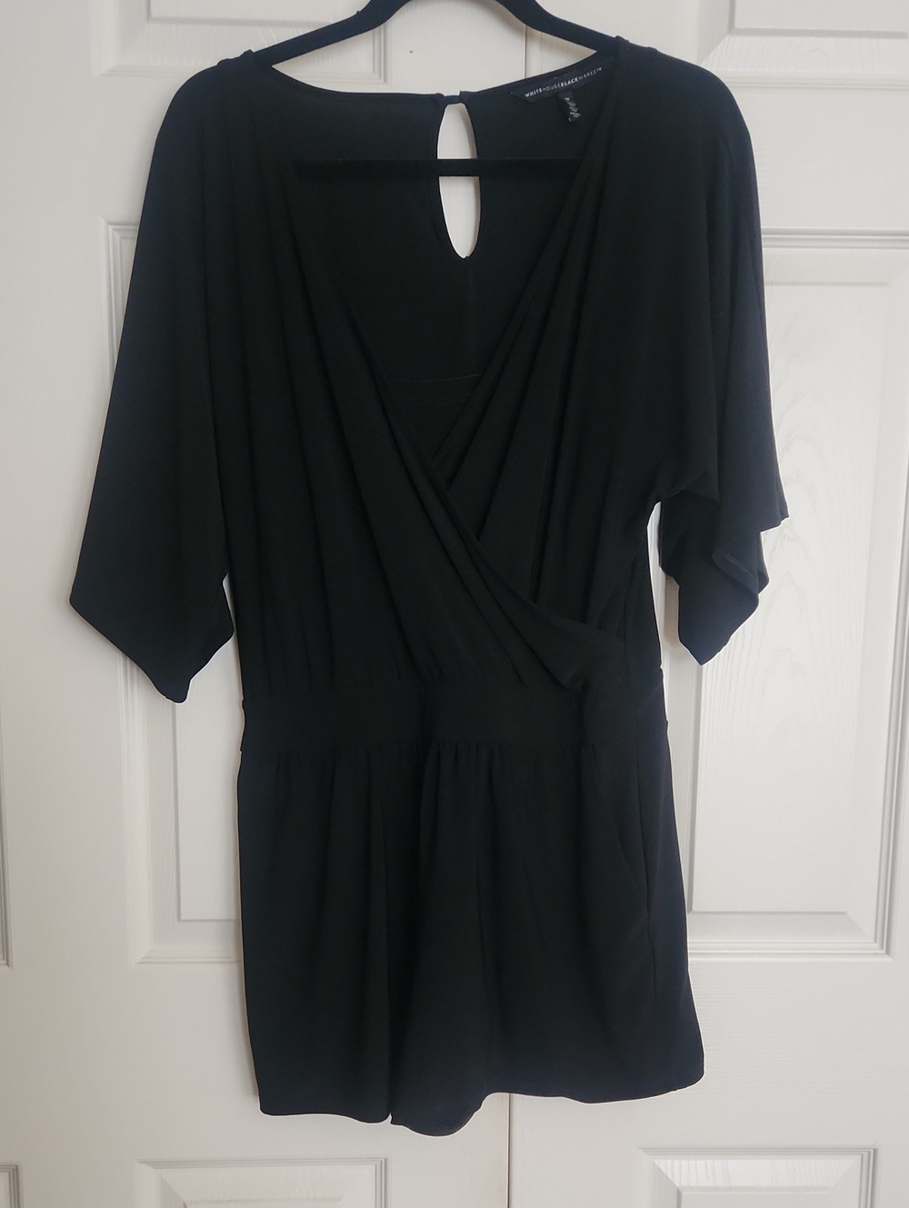 White House Black Market Black Surplice Jumpsuit Romper